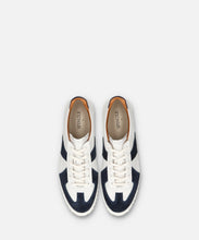 Load image into Gallery viewer, Handmade Japanese SPINGLE SP 1047 White Navy sneakers featuring premium leather and modern design