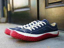 Load image into Gallery viewer, Japanese handcrafted Spingle Move SPM 101 Cow Leather Sneakers Navy Red with abrasion resistant sole and sleek silhouette