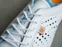 Load image into Gallery viewer, Japanese handcrafted Spingle Move SPM 721 White Blue kangaroo leather shoes with abrasion resistant sole and sleek silhouette
