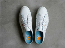 Load image into Gallery viewer, Japanese handcrafted Spingle Move SPM 721 White Blue kangaroo leather shoes with abrasion resistant sole and sleek silhouette
