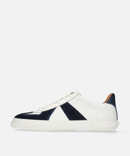 Load image into Gallery viewer, Japanese handcrafted Spingle SP 1047 White Navy leather shoes with abrasion resistant sole and sleek silhouette
