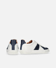 Load image into Gallery viewer, Handmade Japanese SPINGLE SP 1047 White Navy sneakers featuring premium leather and modern design

