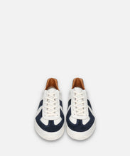 Load image into Gallery viewer, Handmade Japanese SPINGLE SP 1047 White Navy sneakers featuring premium leather and modern design
