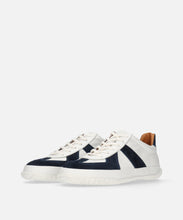 Load image into Gallery viewer, Handmade Japanese SPINGLE SP 1047 White Navy sneakers featuring premium leather and modern design

