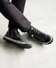 Load image into Gallery viewer, Handmade Japanese SPINGLE SP 442 Black sneakers featuring premium leather and modern design

