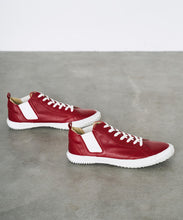 Load image into Gallery viewer, Handmade Japanese SPINGLE SP 442 Deep Red sneakers featuring premium leather and modern design

